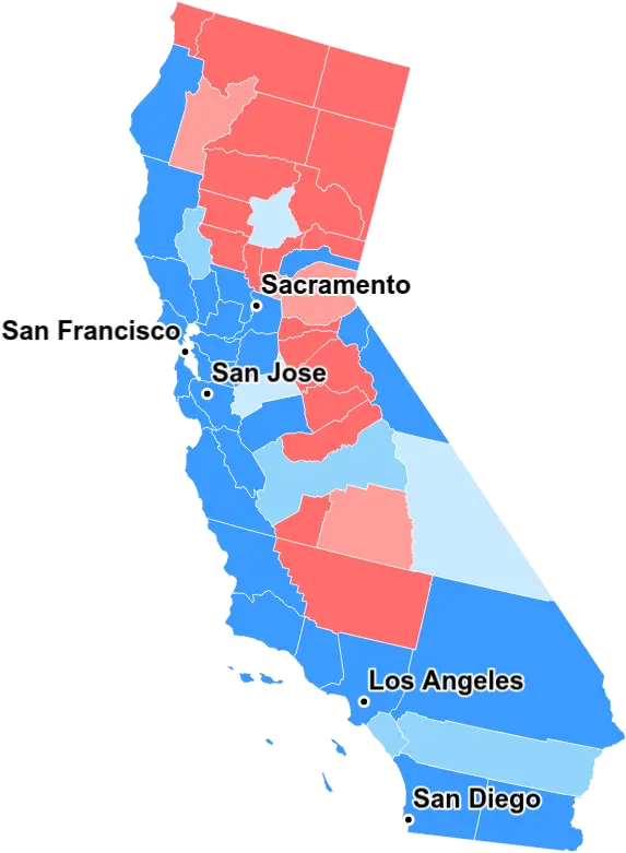 Los Angeles, CA is blue