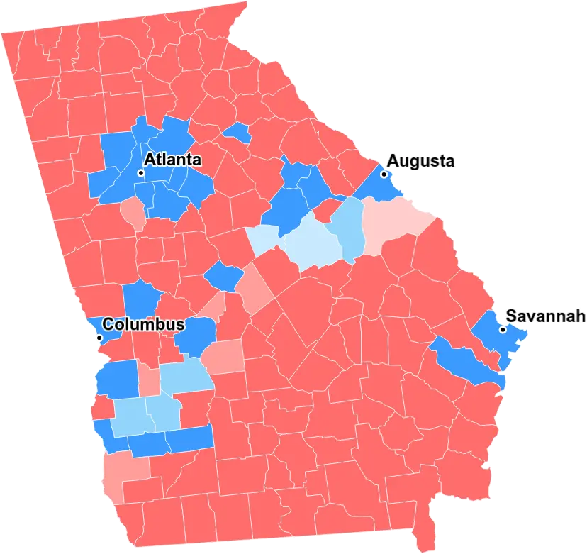 Atlanta, GA is blue