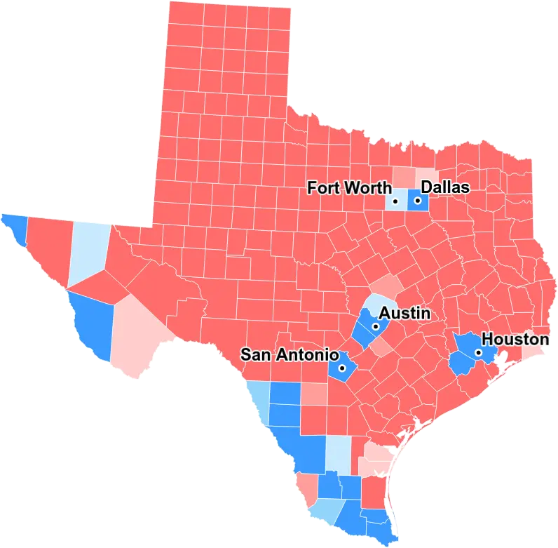 Houston, TX is blue